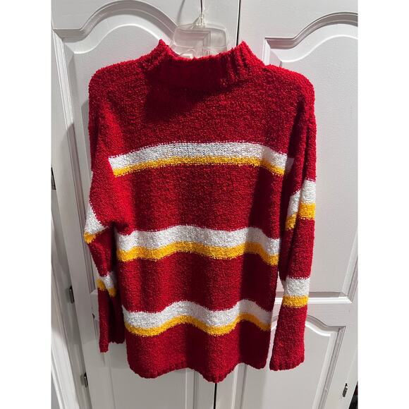 Kansas City Chiefs Gameday Sweater Red Striped NFL Vintage Style Acrylic M - Picture 9 of 9